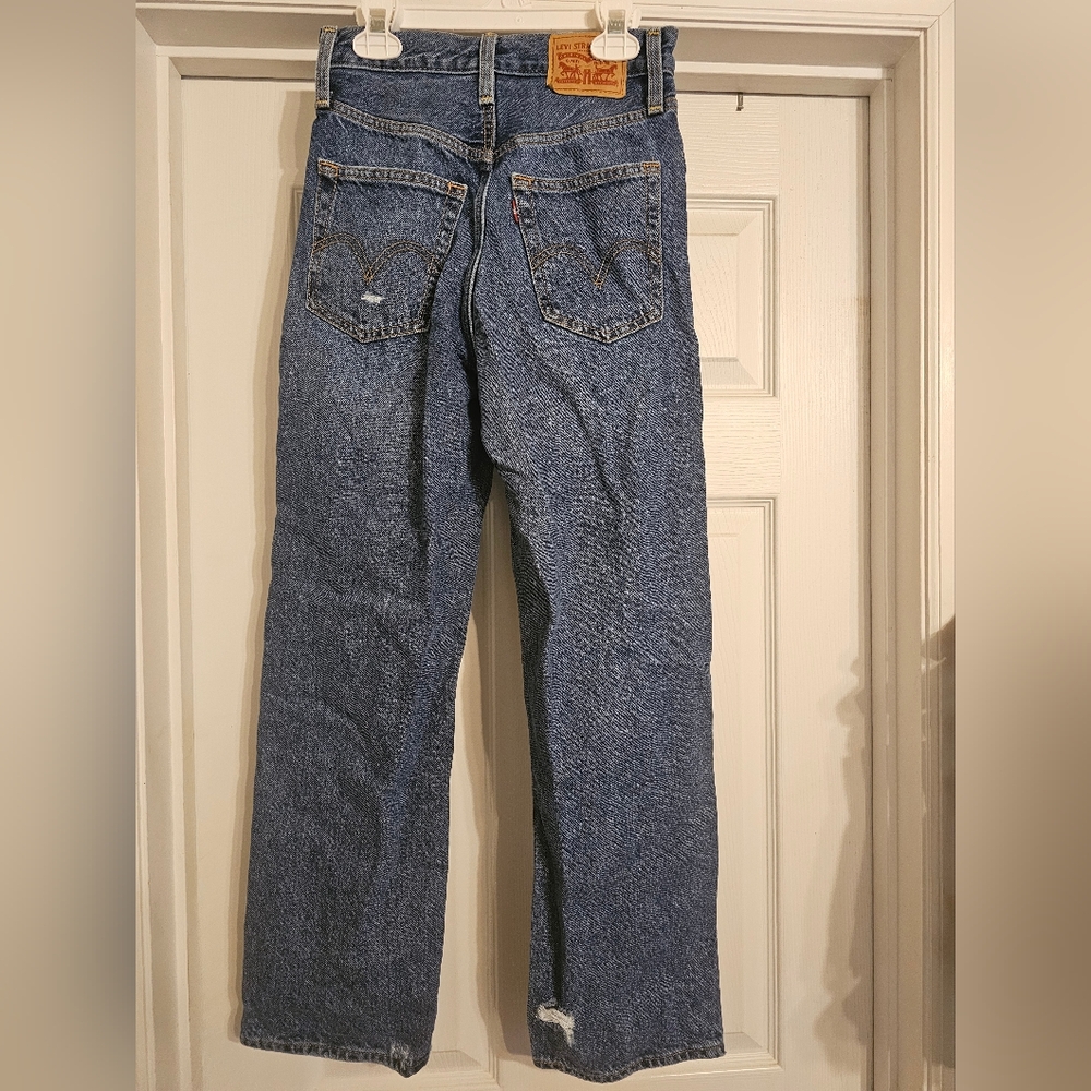 NWOT Blue Distressed Women's Jeans. Size: 24W 27L. - Picture 2 of 9